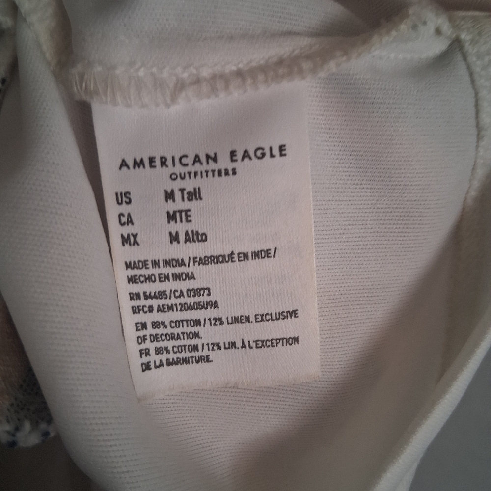 American Eagle Striped Multi Color Cotton Linen Blend Romper MT - Picture 8 of 8